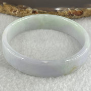 Type A Green Lavender with Yellow Spot Jadeite Flat Round Bangle 24.42g Internal Diameter 52.7mm 12.4 by 4.1mm - Huangs Jadeite and Jewelry Pte Ltd