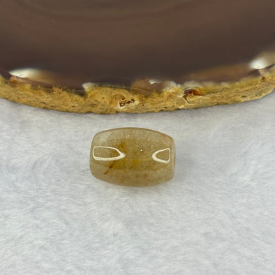 Natural Golden Rutilated Quartz Crystal Lulu Tong Barrel 5.96g 19.1 by 13.8mm - Huangs Jadeite and Jewelry Pte Ltd