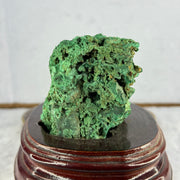 Natural Malachite Raw Stone Specimen Display in Wooden Stand 1,045.7g 160.0 by 114.1 by 12.0mm - Huangs Jadeite and Jewelry Pte Ltd