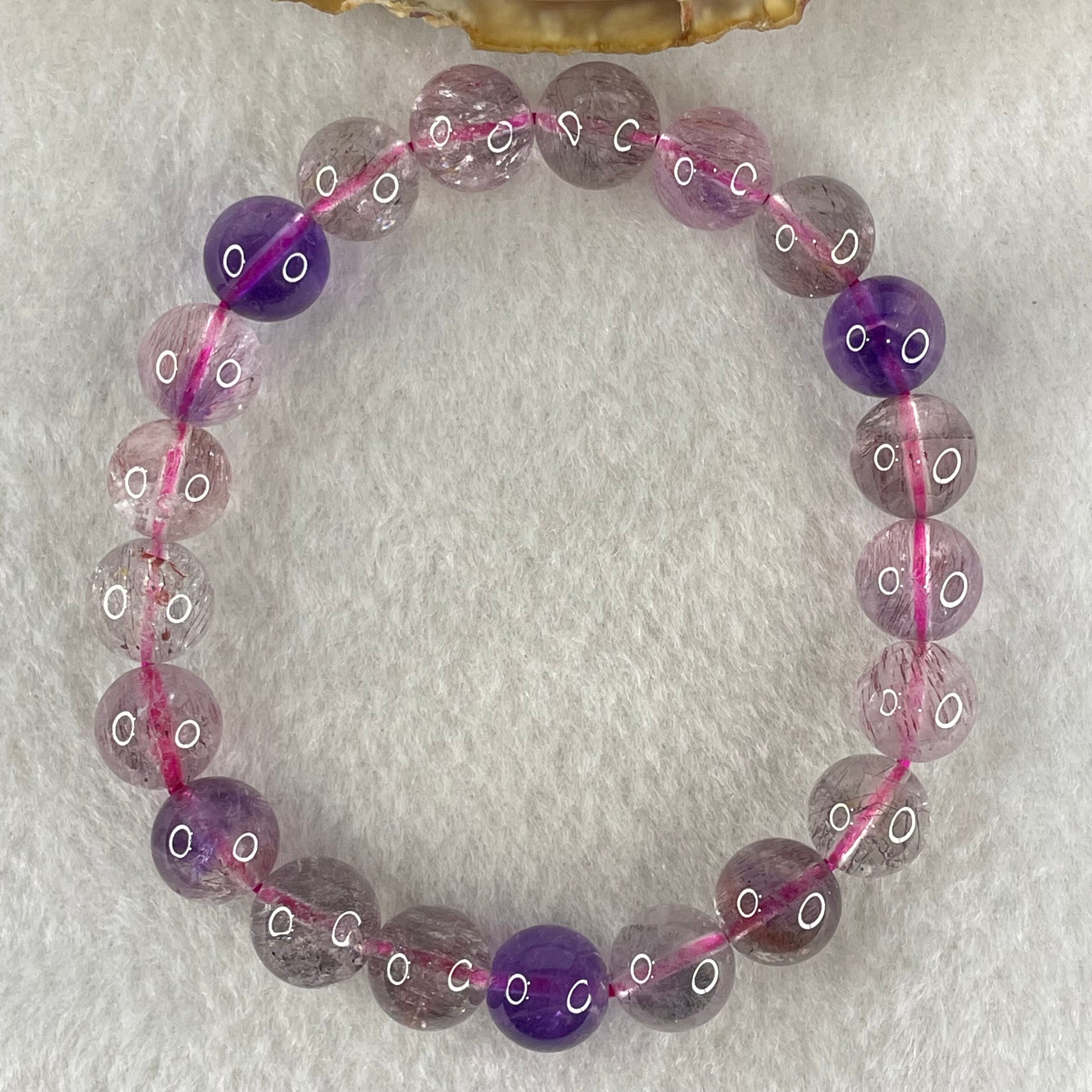 Above Average Grade Natural Super 7 Crystal Beads Bracelet 天然超级七水晶珠手链 21.93g 16cm 9.2mm 21 Beads - Huangs Jadeite and Jewelry Pte Ltd