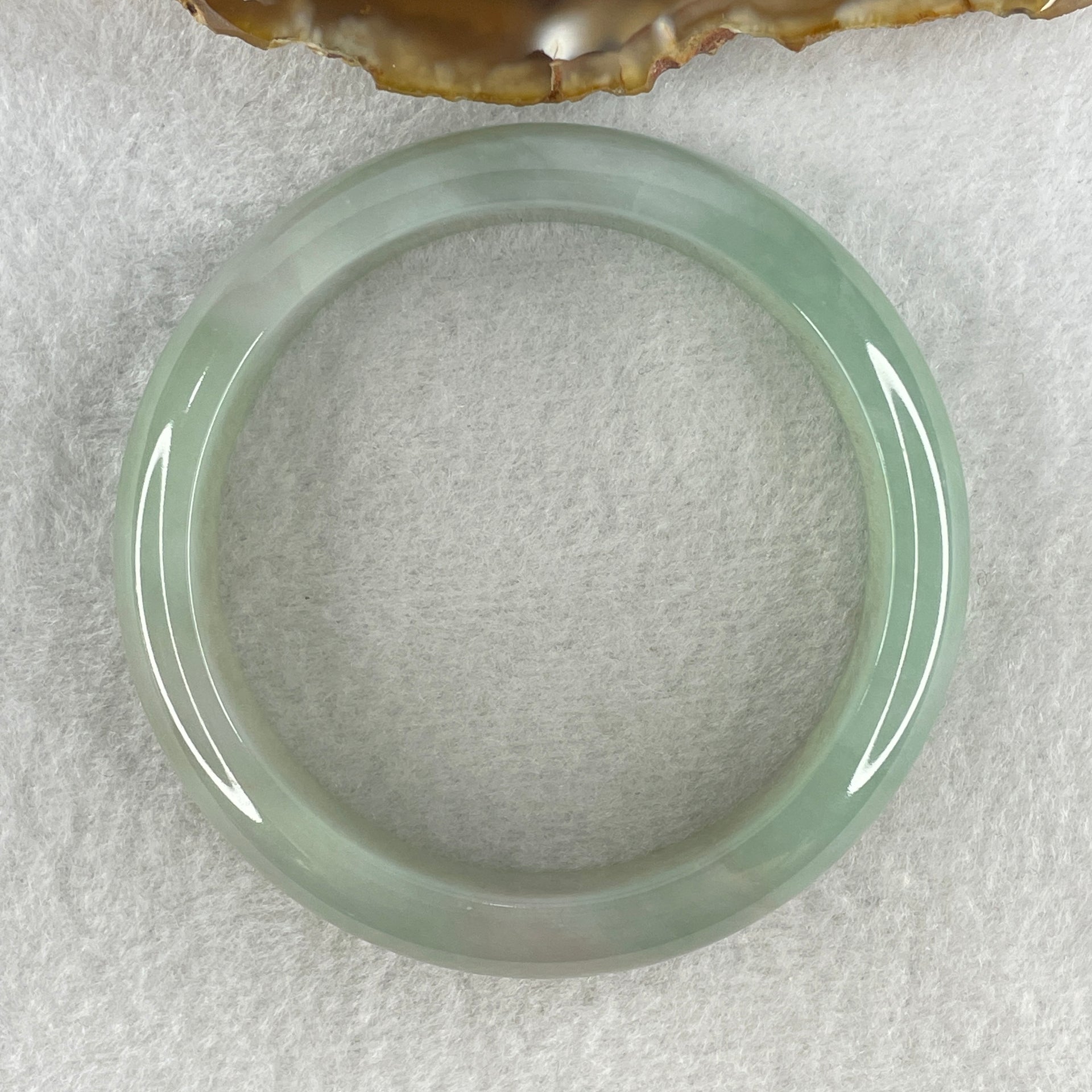 Certified Type A Natural Jelly Light Green Jadeite Bangle 62.62g Inner Diameter 58.1mm 14.4 by 8.2mm (Perfect) - Huangs Jadeite and Jewelry Pte Ltd