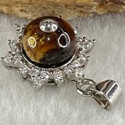 Natural Amber with Crystals in S925 Sliver Pendant 2.07g 8.9mm (External Line) - Huangs Jadeite and Jewelry Pte Ltd