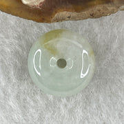 Natural Type A Jelly Light Green with Yellow Patches Jadeite Ping An Kou Pendant | 12mm Plump Translucent Jade Peace Disc Talisman (1.87g | 12.1 x 6.2mm) - Huangs Jadeite and Jewelry Pte Ltd