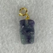 Natural Purple and Green Fluorite Ox Charm Pendant 3.51g 17.2 by 11.0 by 8.6mm - Huangs Jadeite and Jewelry Pte Ltd