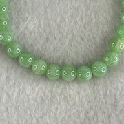 Type A Intense Bright Apple Green Jadeite Beads Bracelet 11.49g 15cm 6.1mm 30 Beads - Huangs Jadeite and Jewelry Pte Ltd
