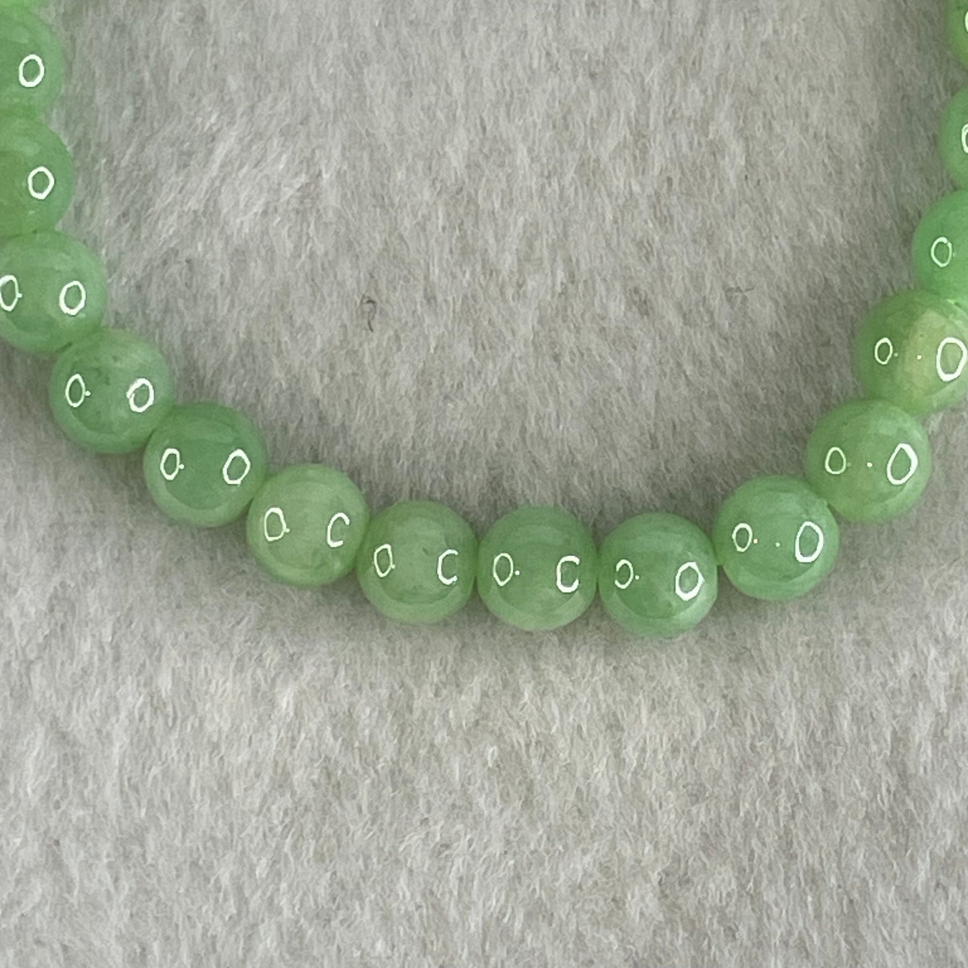 Type A Intense Bright Apple Green Jadeite Beads Bracelet 11.49g 15cm 6.1mm 30 Beads - Huangs Jadeite and Jewelry Pte Ltd