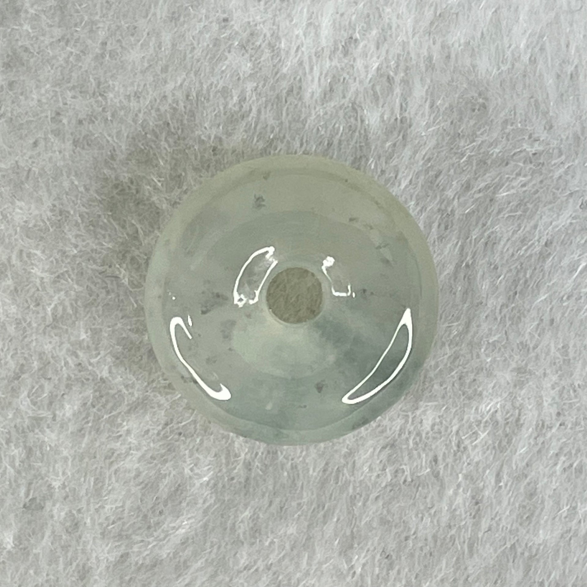 Type A Semi Icy Light Lavender With Green Spots Jadeite Ping An Kou Charm/Pendant 2.12g 13.3 by 5.9mm - Huangs Jadeite and Jewelry Pte Ltd