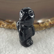 Type A Opaque Black Omphacite Boy Pendant Charm 11.99g 34.6 by 16.8 by 15.7mm - Huangs Jadeite and Jewelry Pte Ltd