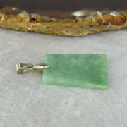 Type A Green Jadeite Wu Shi Pai in S925 Silver Clasp 3.78g 24.7 by 19.4 by 3.2mm - Huangs Jadeite and Jewelry Pte Ltd