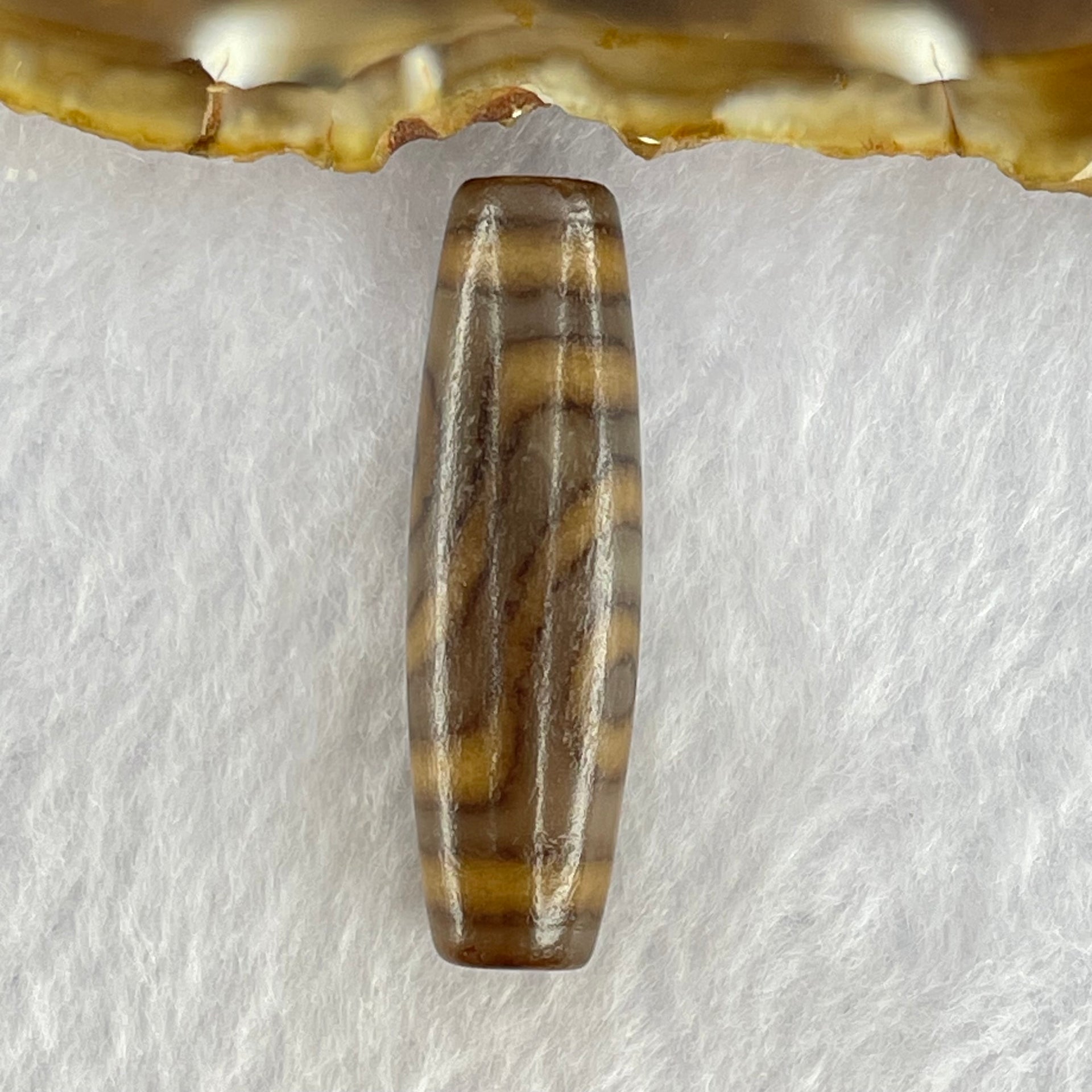 Natural Powerful Tibetan Old Oily Agate 2 Eyes Dzi Bead Heavenly Master (Tian Zhu) 二眼天诛 7.94g 38.9 by 11.6mm - Huangs Jadeite and Jewelry Pte Ltd