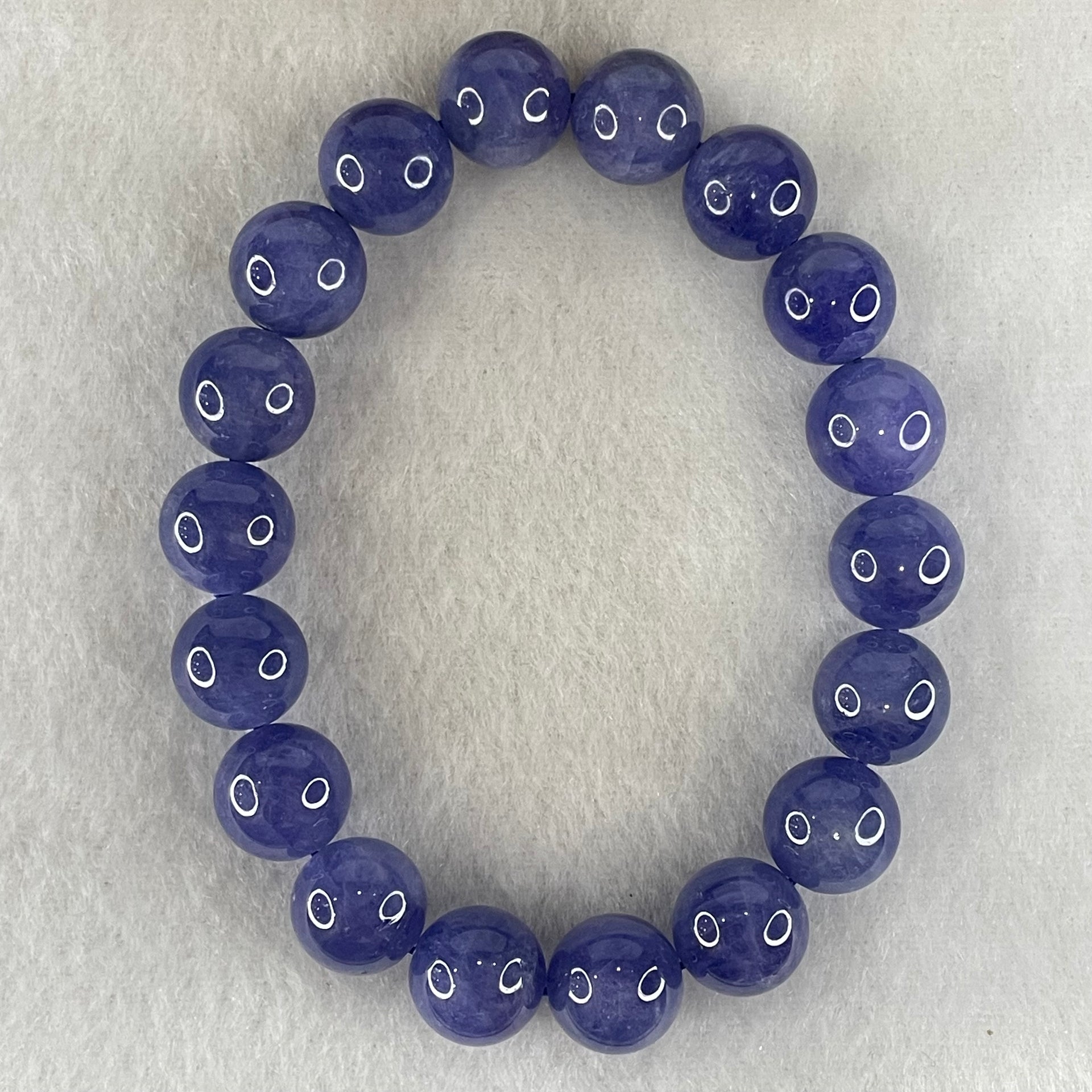 Above Average Grade Natural Blue Tanzanite Beads Bracelet 43.01g 16cm 11.2mm 18 Beads - Huangs Jadeite and Jewelry Pte Ltd