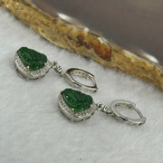 Type A Icy Green Omphasite Jadeite Milo S925 Sliver Earrings 3.64g by 8.7 by 10.6 by 2.5mm  2pcs - Huangs Jadeite and Jewelry Pte Ltd