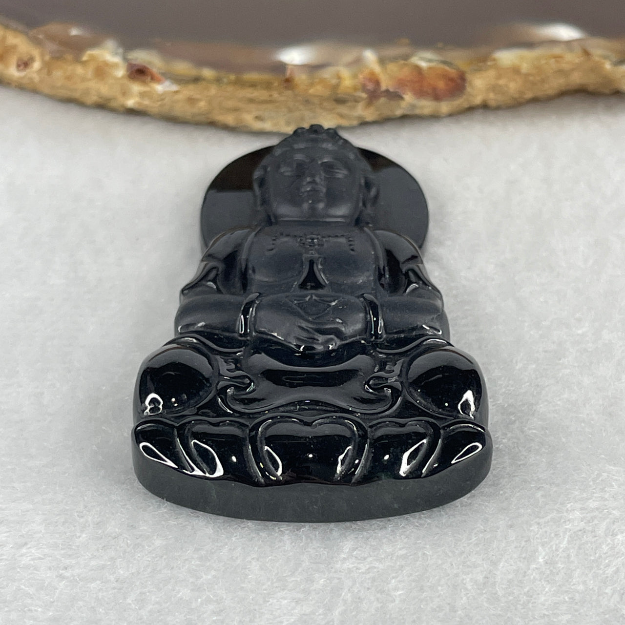 Protection, Peace and Compassion - Certified Natural Type A Black Omphacite Jadeite Guan Yin Pendant 32.93g 59.8 by 34.2 by 9.2mm