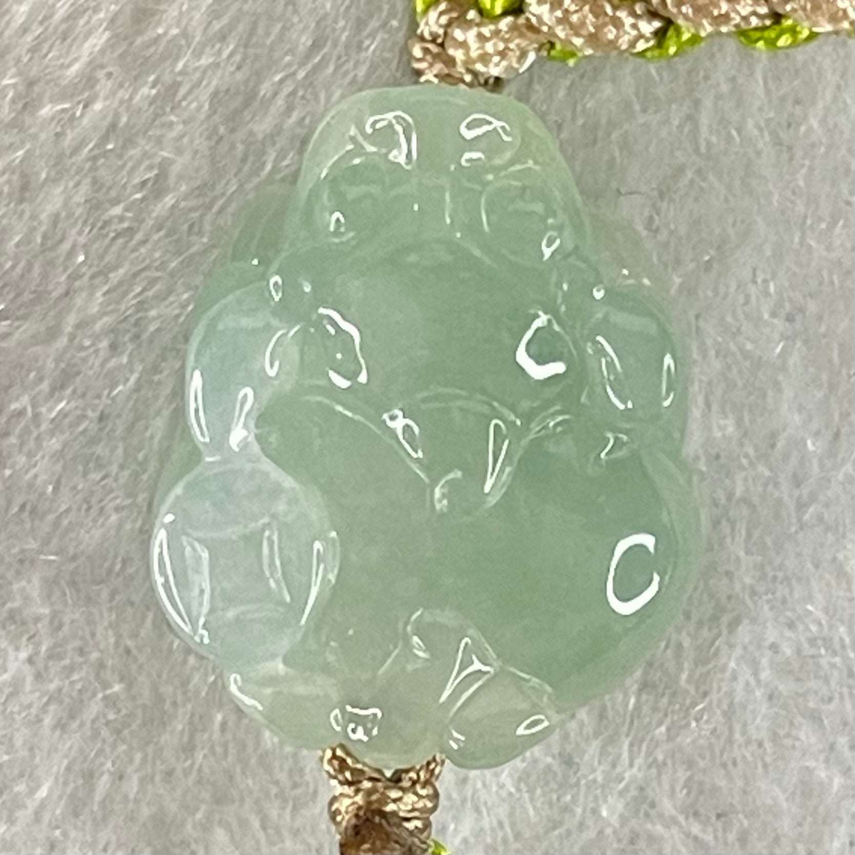 Type A Light Green Lavender Jadeite Male Pixiu String Bracelet 5.50g 16cm 16.3 by 13.9 by 10.1mm - Huangs Jadeite and Jewelry Pte Ltd