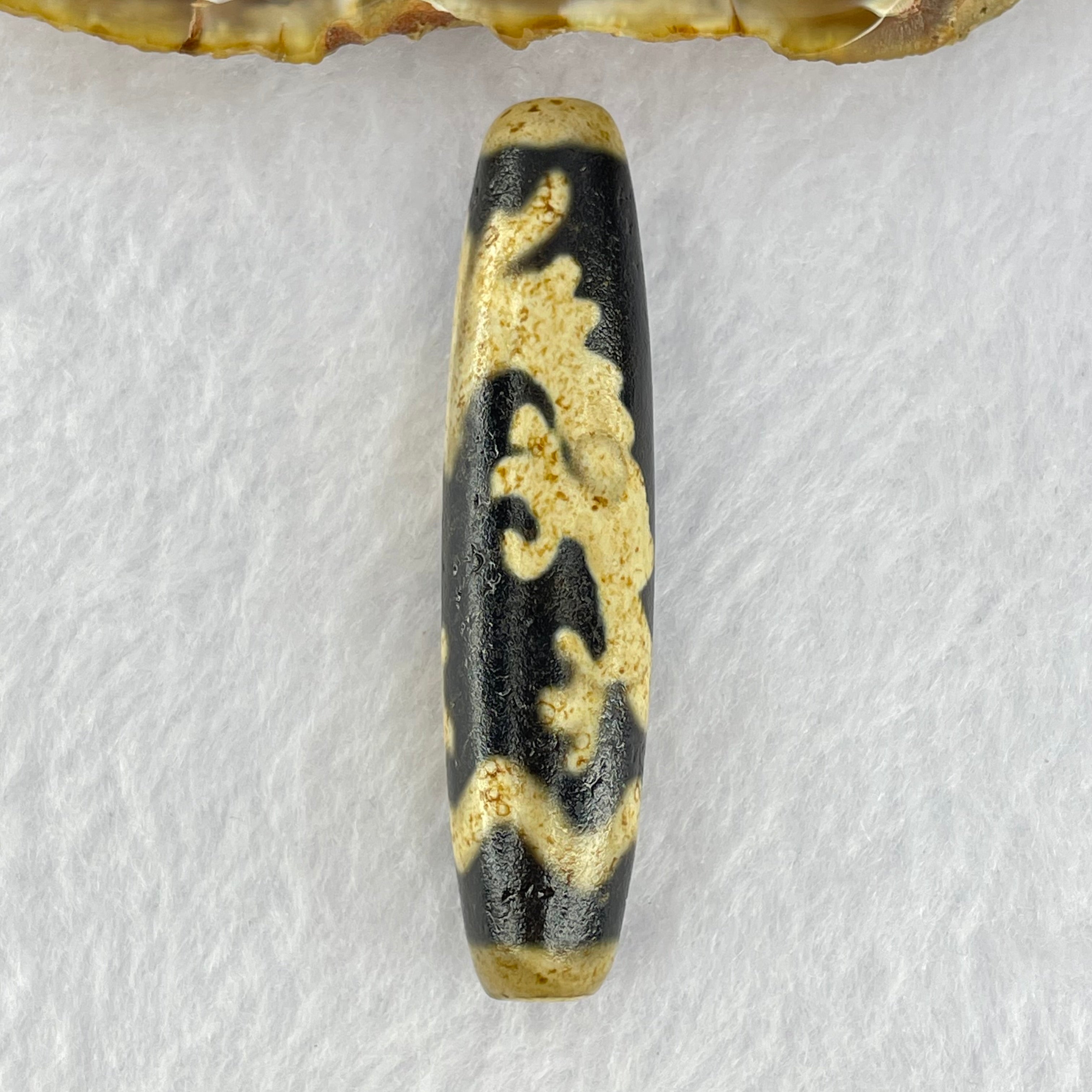 天然强力西藏老油性玛瑙龙天珠天师（天珠）龙天珠17.78 克59.5 x 14.2 毫米