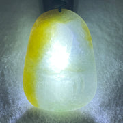 Grand Master Type A Faint Blueish Green with Yellowish Brown Jadeite Good Vs Evil Pendant 22.60g 60.3 by 43.3 by 4.0mm - Huangs Jadeite and Jewelry Pte Ltd