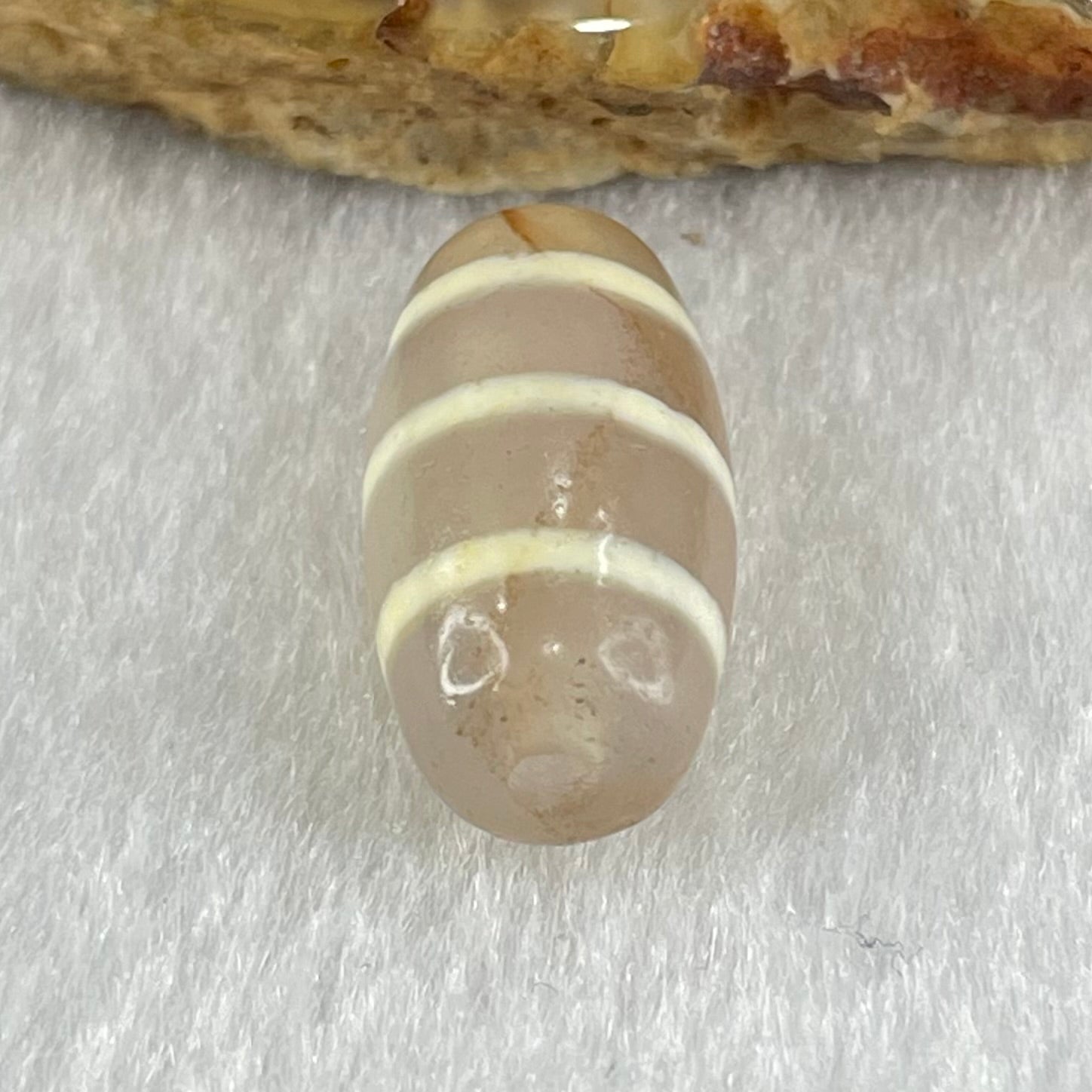 Natural Powerful Tibetan Old Oily Agate 3-Lines Dzi Bead Heavenly Master (Tian Zhu) 三行天诛 3.18g 20.0 by 10.4mm - Huangs Jadeite and Jewelry Pte Ltd