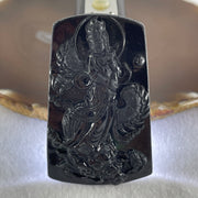 Type A Opaque to Partial Translucent Black Omphacite Jadeite Guan Yin on Dragon Pendant 29.57g 65.5 by 41.0 by 8.5mm - Huangs Jadeite and Jewelry Pte Ltd