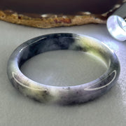 Type A Wuji Grey Black with Lavender Jadeite Oval Bangle Internal Diameter 57.8mm 48.41g 12.7 by 7.7mm (Very Slight Fine Internal Lines) - Huangs Jadeite and Jewelry Pte Ltd