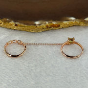 Natural Peridot In 925 Sliver Rose Gold Colour Double Ring with Chain (Adjustable Size) 2.9g 4.7 by 4.7 by 3.0mm - Huangs Jadeite and Jewelry Pte Ltd