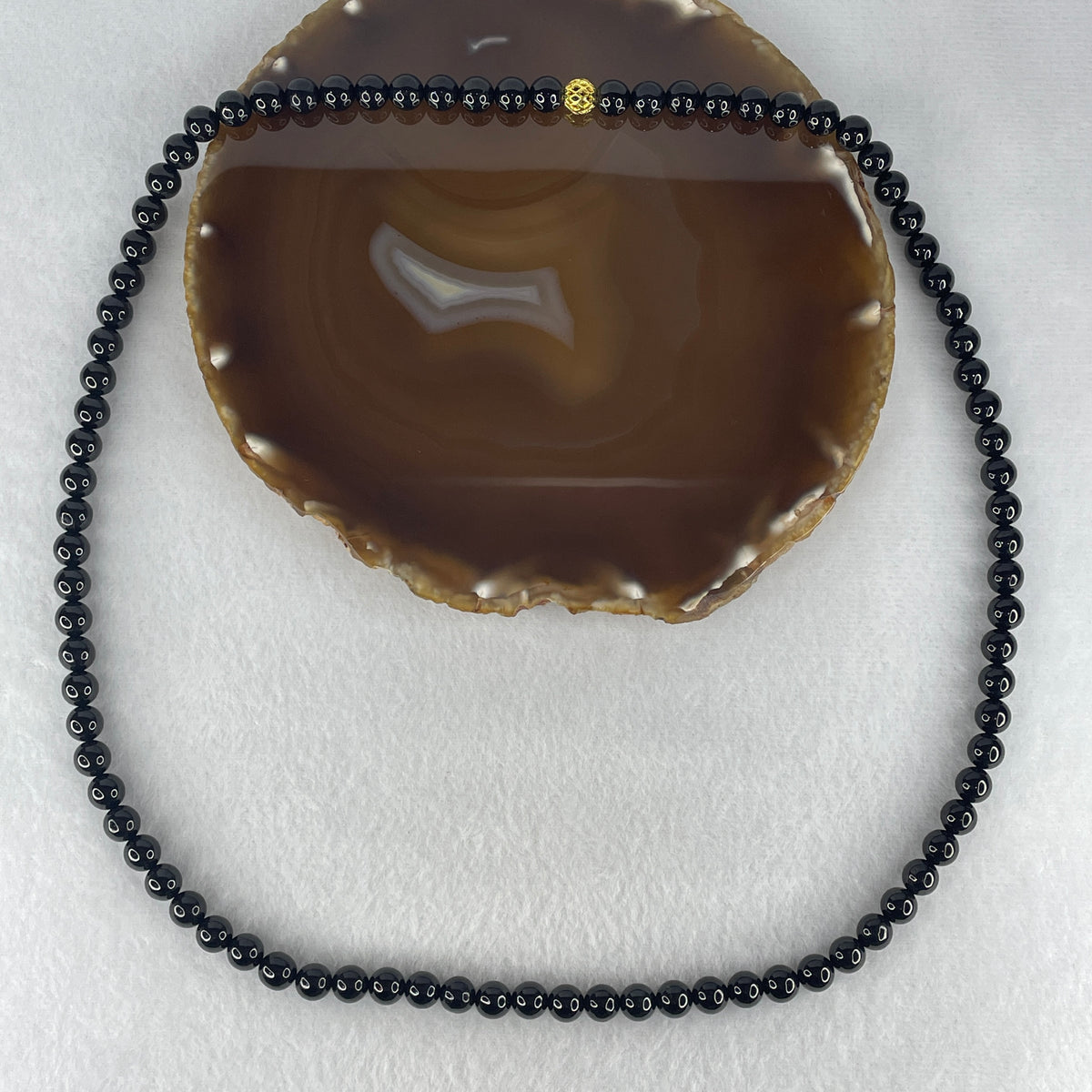 Certified Type A Opaque Black Omphacite Jadeite Beads Necklace | 7.8mm Natural Black Jade Long Continuous Protection Mala & Prayer Strand (73.63g | 64cm | 87 Beads)