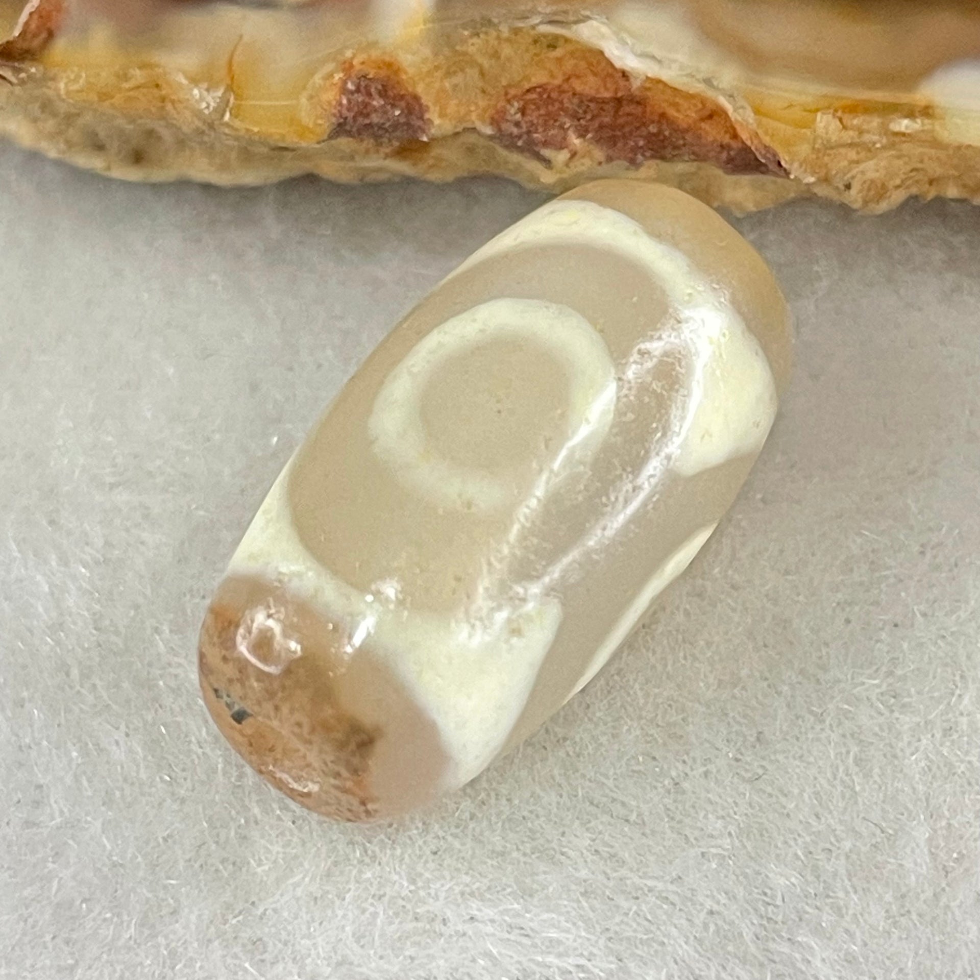 Natural Powerful Tibetan Old Oily Agate 3 Eyes Dzi Bead Heavenly Master (Tian Zhu) 三眼天诛 3.10g 19.4 by 10.4mm - Huangs Jadeite and Jewelry Pte Ltd