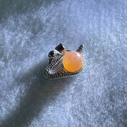 Natural Sunstone Bead with Crystals in S925 Sliver Swan Charm 3.26g 7.8mm - Huangs Jadeite and Jewelry Pte Ltd