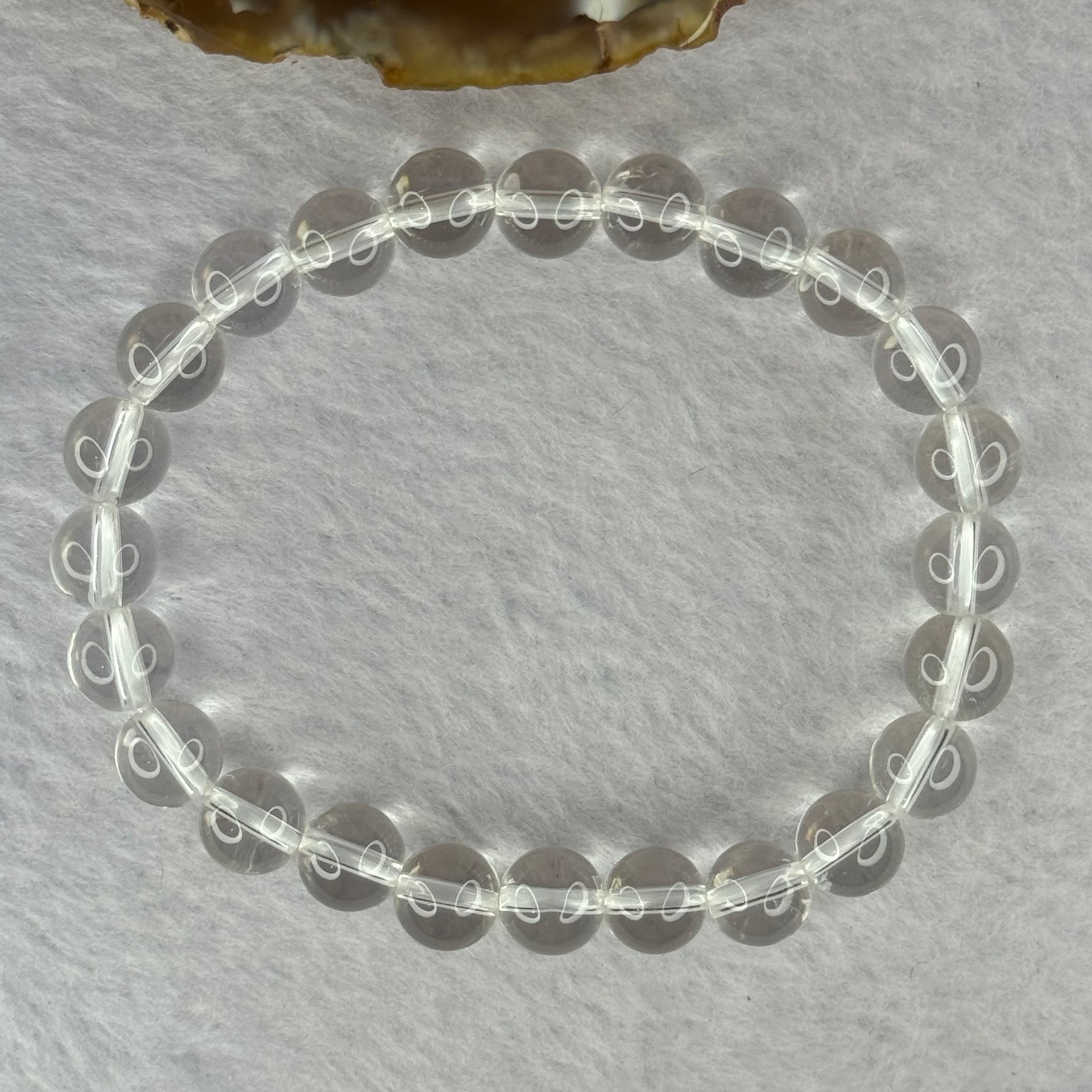 Natural Clear Quartz Bracelet 天然白水晶手链 18.56g 16.5cm 8.4mm 24 Beads - Huangs Jadeite and Jewelry Pte Ltd