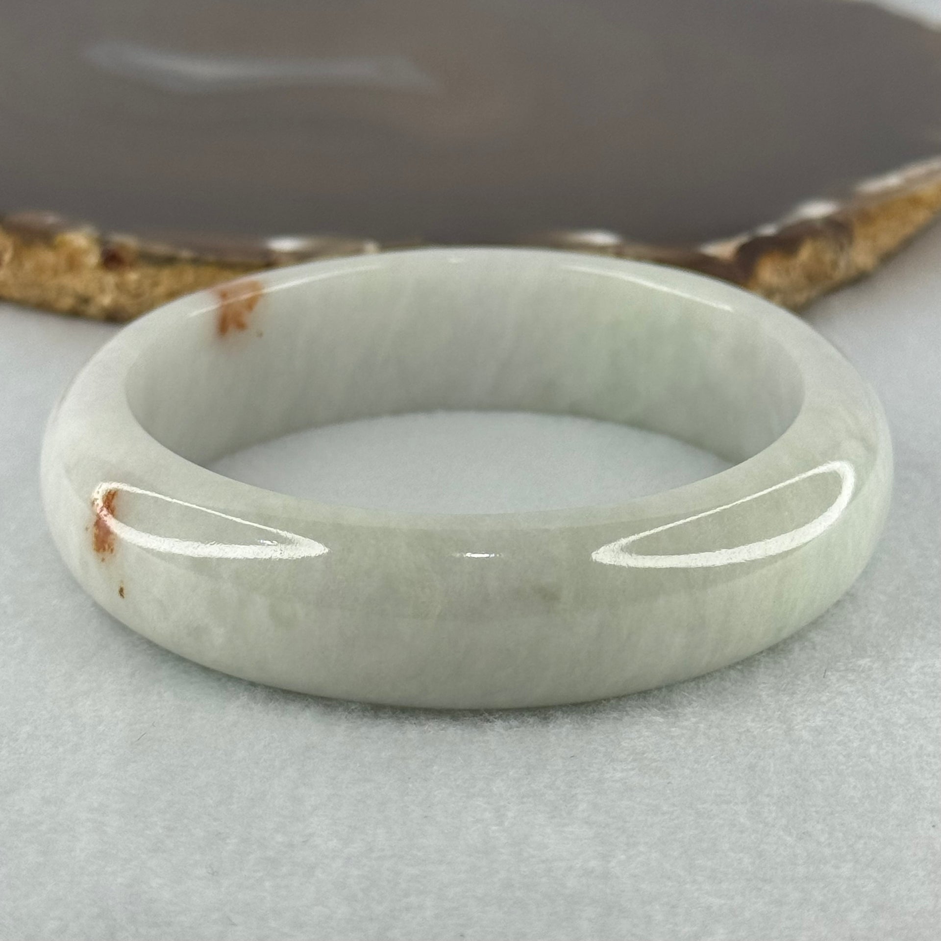 Type A Faint Green Lavender with Reddish Brown Patches Jadeite Bangle Internal Diameter 58.5mm 81.87g 16.6 by 8.9mm (Close to Perfect) - Huangs Jadeite and Jewelry Pte Ltd