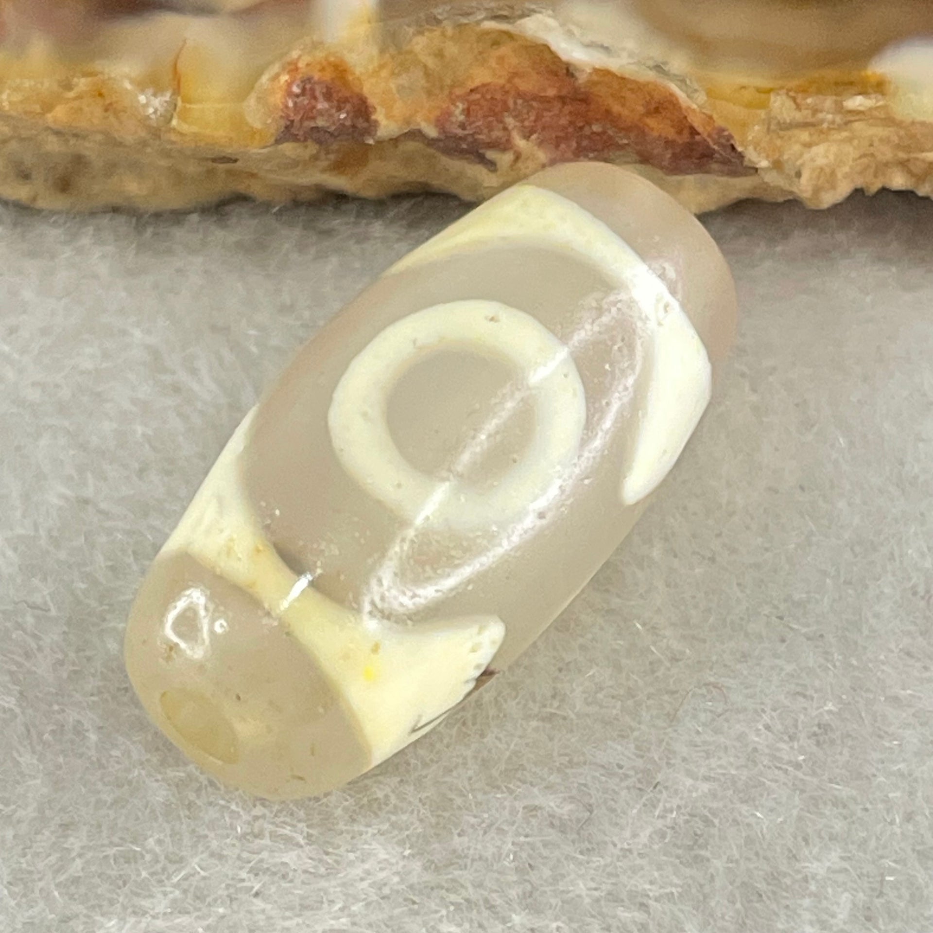 Natural Powerful Tibetan Old Oily Agate 3 Eyes Dzi Bead Heavenly Master (Tian Zhu) 三眼天诛 2.80g 20.1 by 9.9mm - Huangs Jadeite and Jewelry Pte Ltd
