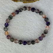 Very Good Grade Natural Transparent Bright Color Super 7 Beads Bracelet 非常好的等级天然透明深彩色超级七珠手链 11.32g 15.5cm 6.8mm 28 Beads - Huangs Jadeite and Jewelry Pte Ltd