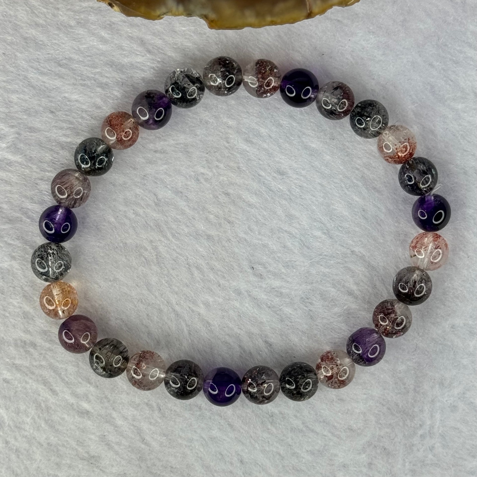 Very Good Grade Natural Transparent Bright Color Super 7 Beads Bracelet 非常好的等级天然透明深彩色超级七珠手链 11.32g 15.5cm 6.8mm 28 Beads - Huangs Jadeite and Jewelry Pte Ltd