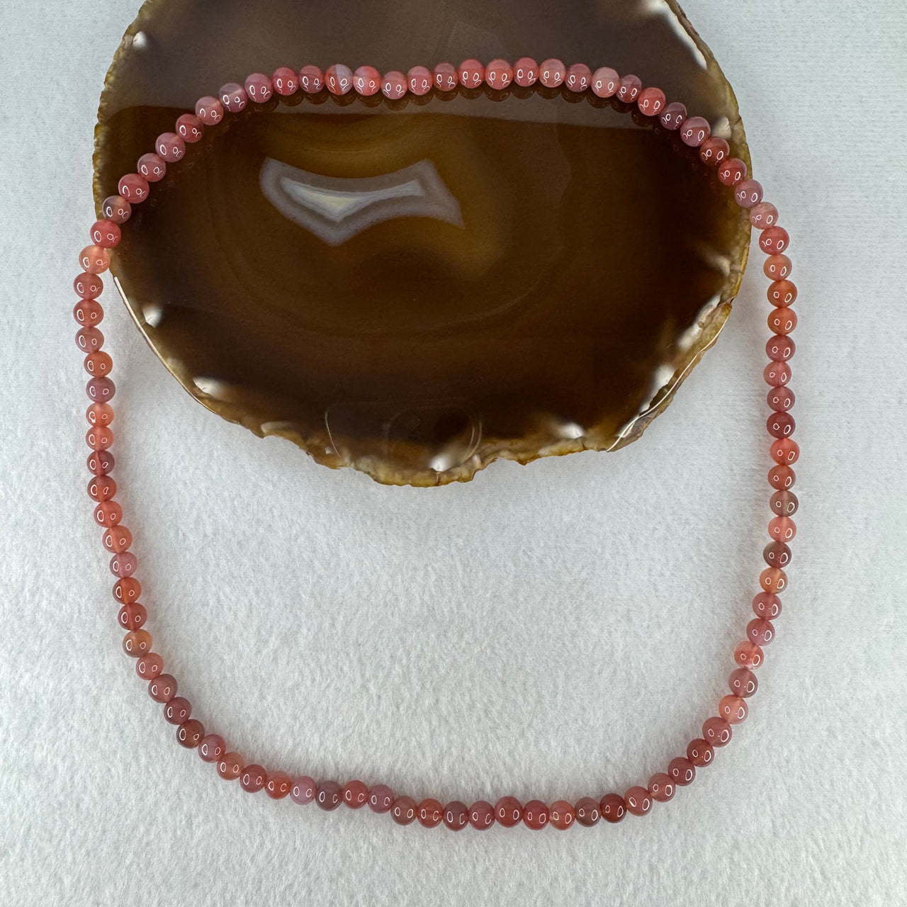 Good Grade Natural Peach Agate Chalcedony Beads Necklace | 6.8mm Pastel Coral Serenity Amulet (34.88g | 56cm Length | 91 Beads)