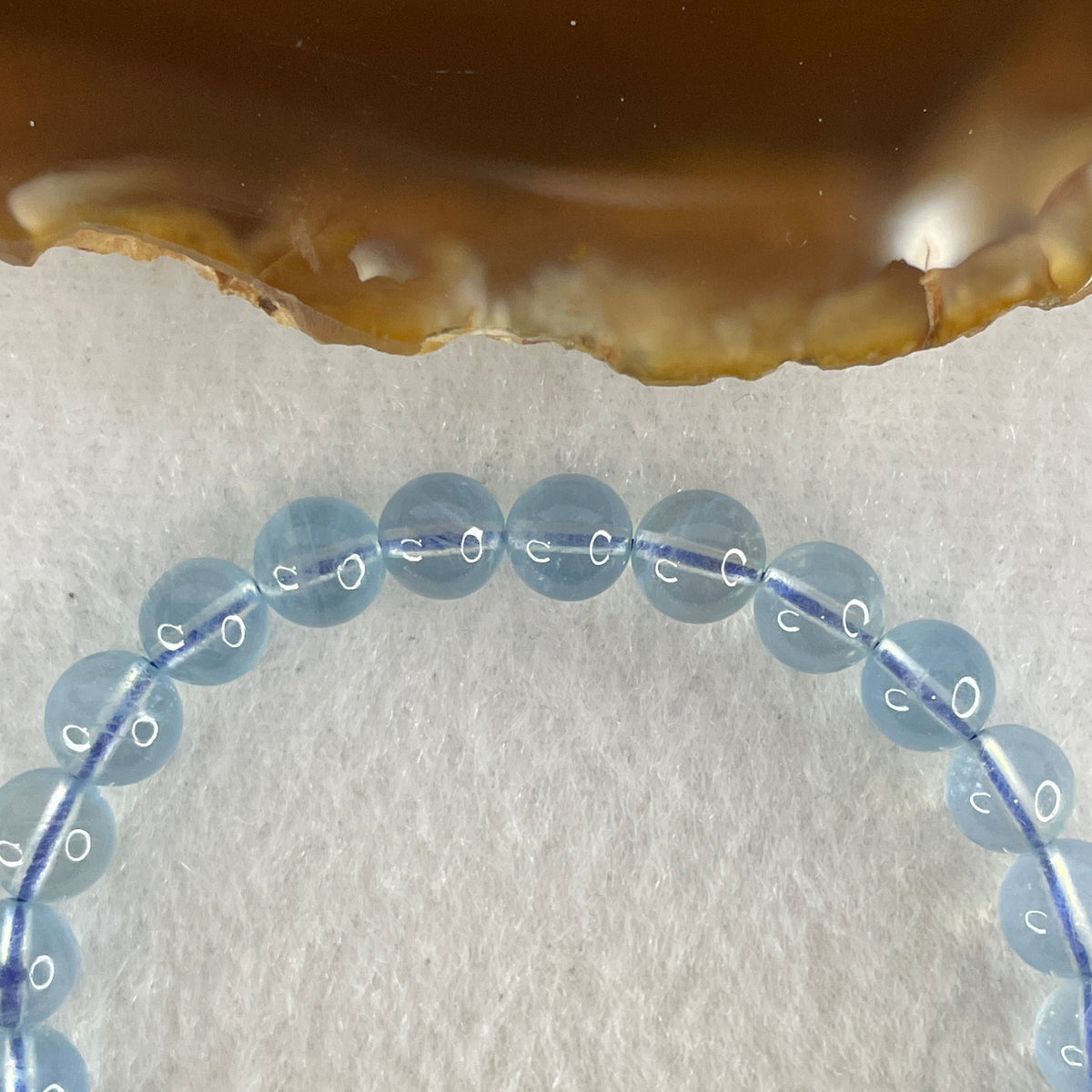 Certified Above Average Natural Aquamarine Beads Bracelet | 15cm with 27 Beads 6.8mm (10.94g | Ocean Blue Translucency |Throat & Third Eye Chakra Harmony, Tranquil Communication & Serene Wealth Shield)