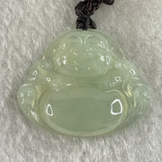 Type A Icy Faint Green Jadeite Milo Buddha Pendant 3.01g 22.4 by 27.1 by 6.0mm - Huangs Jadeite and Jewelry Pte Ltd