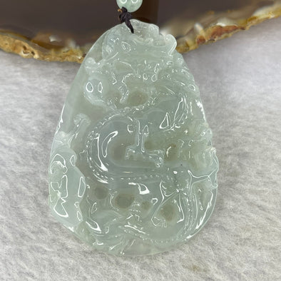 Type A Semi Icy Light Green Lavender Dragon with Ruyi and Bat Pendent/Necklace 30.09g 53.4 by 38.0 by 8.4 mm - Huangs Jadeite and Jewelry Pte Ltd