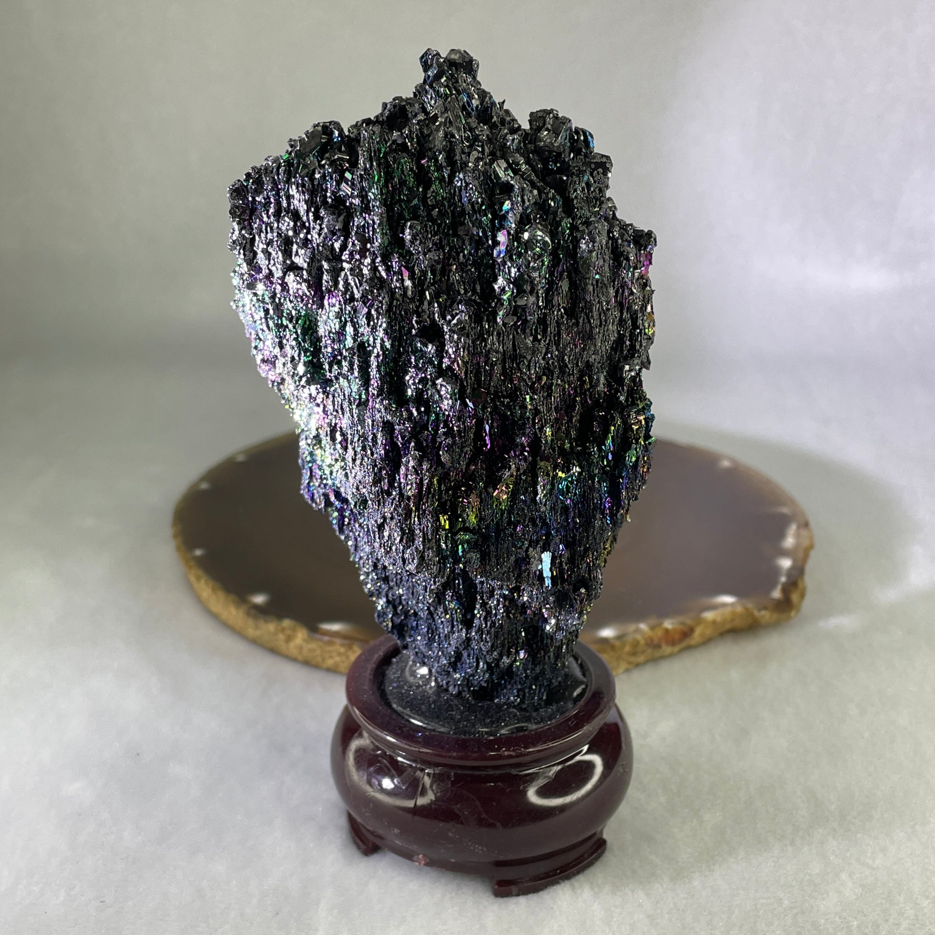 Natural-Black-Moissanite-Rough-Display-with-Wooden-Stand-280.79g-71.5-by-54.0-by-136.0mm