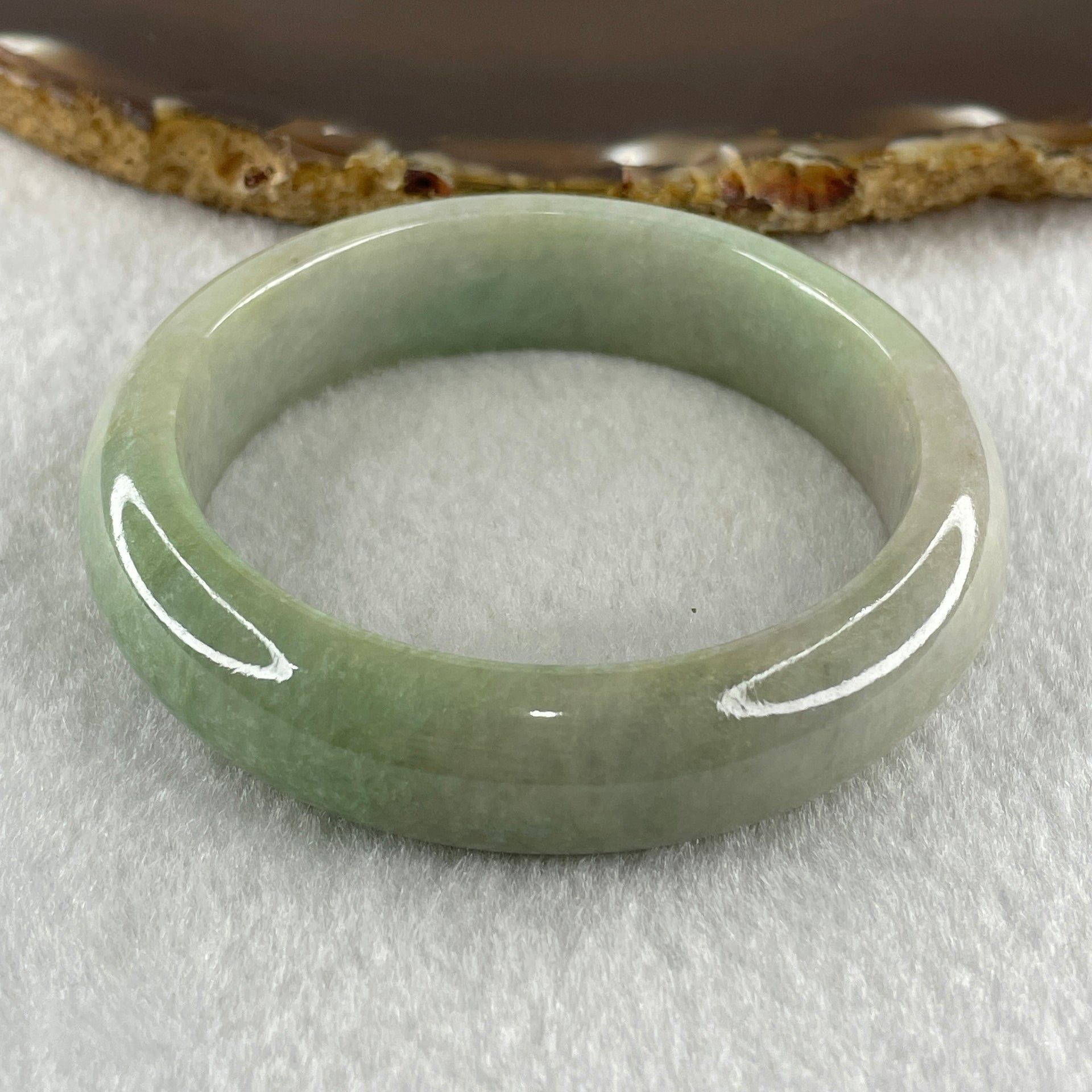 Natural Type A Light Green Jadeite Bangle 60.68g Inner Diameter 52.8mm 14.1 by 9.3mm (Very Very Slight Internal Lines) - Huangs Jadeite and Jewelry Pte Ltd