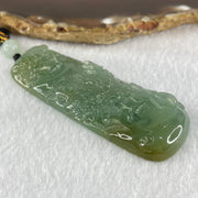 Grandmaster Type A Icy Blueish Green Jadeite Fu Gou on Dragon Pendant 30.95g 68 by 25 by 9.3mm - Huangs Jadeite and Jewelry Pte Ltd