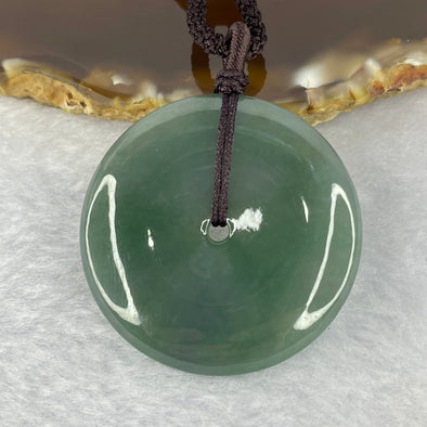 Certified Type A Semi Icy Dark Blueish Green with Lavender Piao Hua Jadeite Ping An Kou Donut 平安扣 17.60g 36.7 by 6.3 mm - Huangs Jadeite and Jewelry Pte Ltd