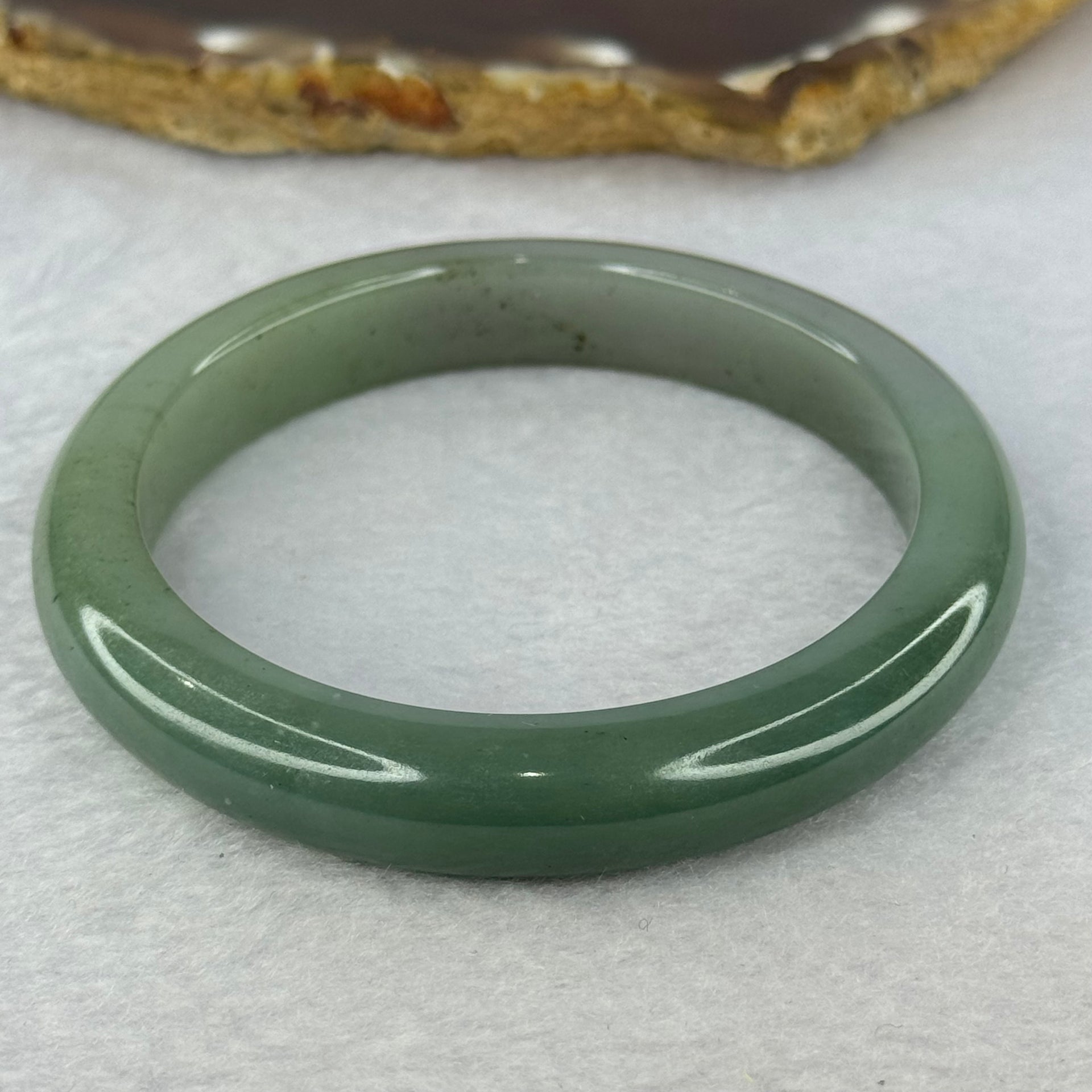 Type A Blueish Green with Black and Brownish Yellow Spots Jadeite Bangle 46.22g Internal Diameter 55.1mm 10.2 by 8.0mm (Very Slight Inter Line) - Huangs Jadeite and Jewelry Pte Ltd