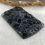 Type A Opaque to Partial Translucent Black Omphacite Jadeite 5 Dragons Pendant 32.20g 64.7 by 40.0 by 8.0mm - Huangs Jadeite and Jewelry Pte Ltd