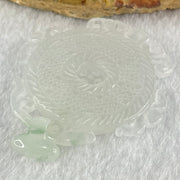 Type A Semi Icy White Jadeite Floral Ping An Kou Donut Pendant 16.76g 45.4 by 43.3 by 5.6mm - Huangs Jadeite and Jewelry Pte Ltd