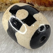 Natural Powerful Tibetan Old Oily Dark Brown With White Agate 3 Eyes Dzi Bead Heavenly Master (Tian Zhu) 三眼天诛 5.07g 17.9 by 13.5mm - Huangs Jadeite and Jewelry Pte Ltd