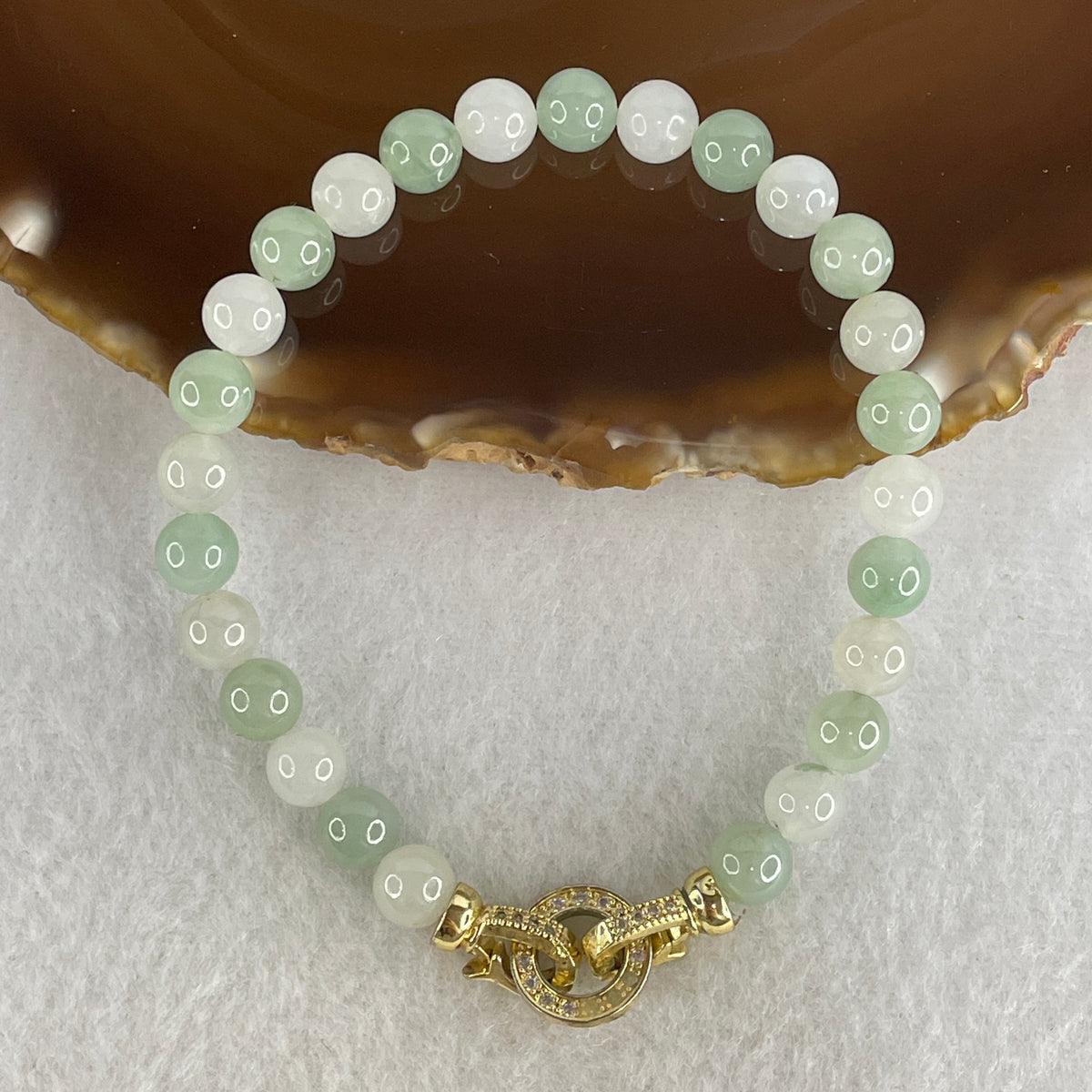 Natural Type A Light Green & Lavender Jadeite Beads Bracelet | (17.37g | 18cm | 6.9mm | 26 Beads | Heart, Crown & Third Eye Chakra Harmony, Noble Benefactor Magnet & Feng Shui Prosperity Talisman)