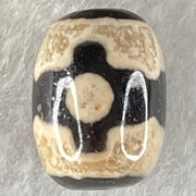 Natural Powerful Tibetan Old Oily Dark Brown With White Agate 3 Eyes Dzi Bead Heavenly Master (Tian Zhu) 三眼天诛 4.97g 17.8 by 13.4mm - Huangs Jadeite and Jewelry Pte Ltd