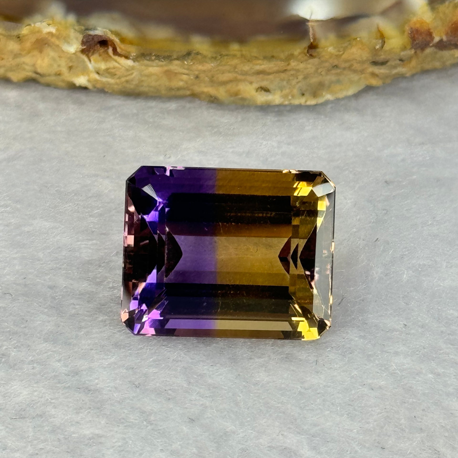 Natural Faceted Ametrine Parallelogram Shape 17.48ct 16.8 by 13.5 by 10.1mm - Huangs Jadeite and Jewelry Pte Ltd