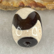 Natural Powerful Tibetan Old Oily Agate Tiger Tooth Daluo Dzi Bead Heavenly Master (Tian Zhu) 虎呀天诛 4.96g 17.7 by 13.4mm - Huangs Jadeite and Jewelry Pte Ltd