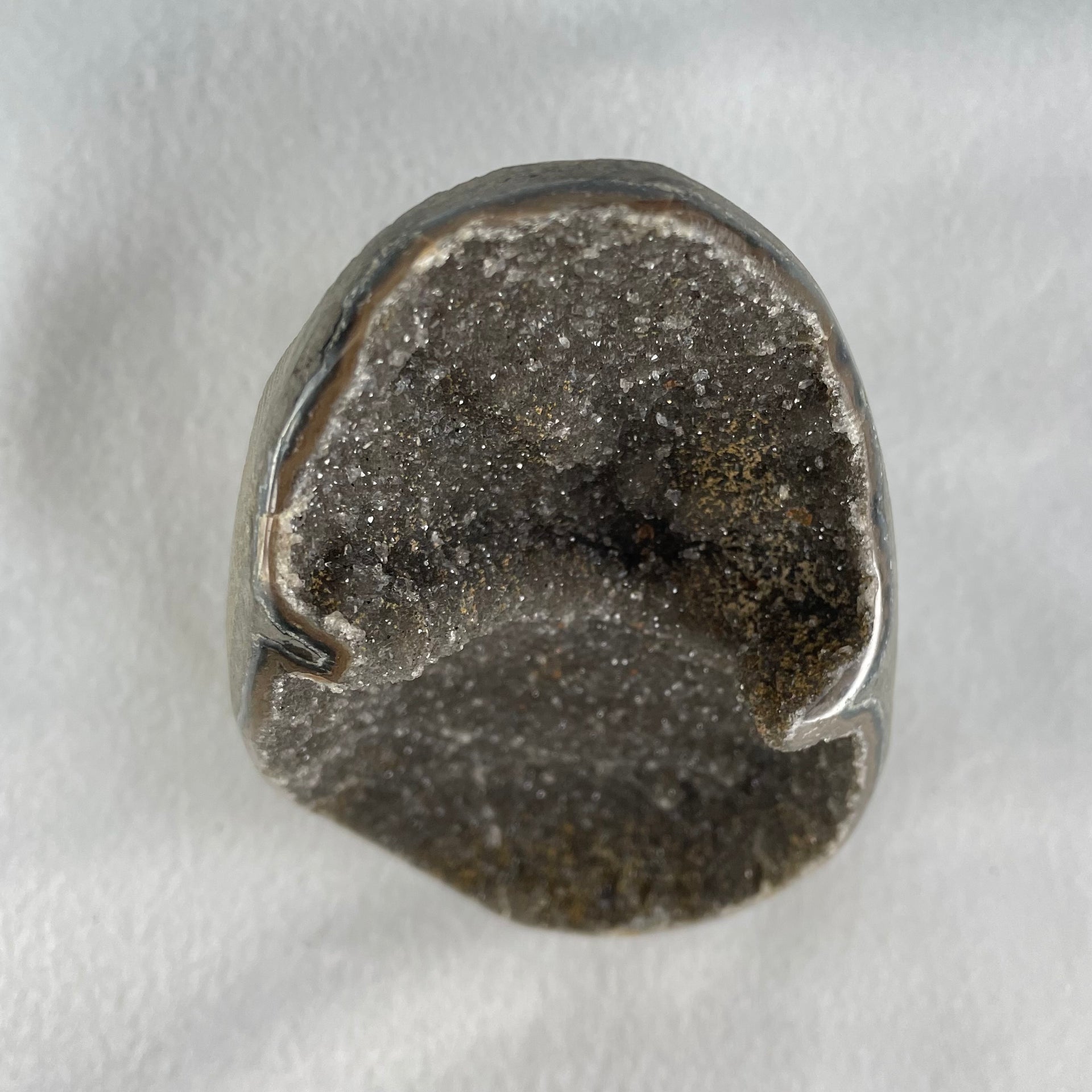 Natural Amethyst Cave with Wooden Stand 844.6g 96.5 by 106.5 by 150.0mm - Huangs Jadeite and Jewelry Pte Ltd