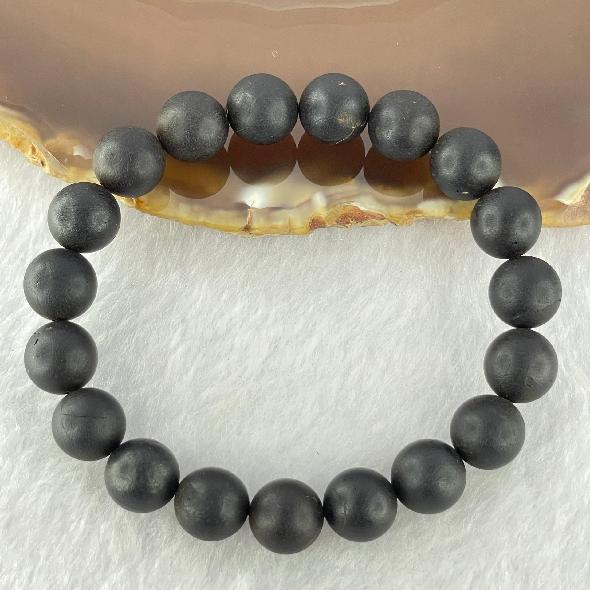 Natural Dark Matt Black Red Amber Beads Bracelet 10.86g 16cm 10.1mm 19 Beads - Huangs Jadeite and Jewelry Pte Ltd